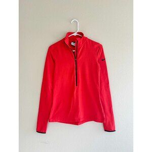 Nike Women 1/2 Zip Pullover Dri Fit Long Sleeve Fleece Red M